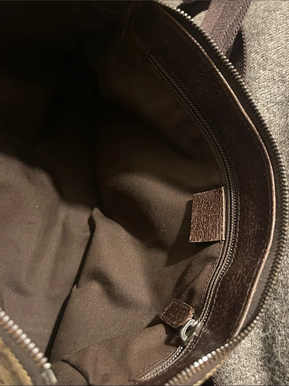 Gucci Beige/Tan GG Canvas Messenger Bag with Brown Leather Trim